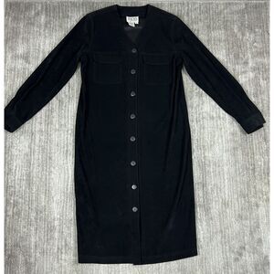 Vintage Tess Dress Womens‎ 8 Black Button Up Down Shoulder Pads Hong Kong